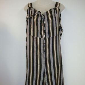 L.N.V.Short Sleeve Black/White Stripe Jumpsuit XL